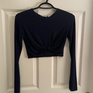 prettylittlething cropped long sleeve top
